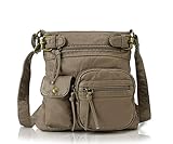 Scarleton Small Multi Pocket Crossbody Bag for Women, Ultra Soft Washed Vegan Leather Shoulder Purse, H1833