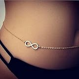 PIXNOR Bikini Lucky Number 8 Sexy Waist Belly Chain Waist Chain Bikini Body Chain Golden