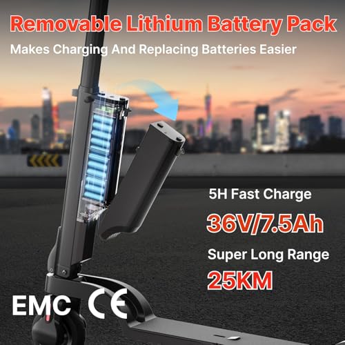 HX X6 4-Fold Backpack Electric Scooter Adults,Commuter E Scooters with Removable Battery,350W Motor & 20-40 km Range, Dual Brakes, 3 Speed Modes Outdoor Escooter,5.5" Solid Tires