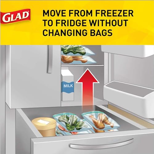 GLAD Food Storage and Freezer Bags, 2 in 1 Gallon Plastic Bags, Freezer
