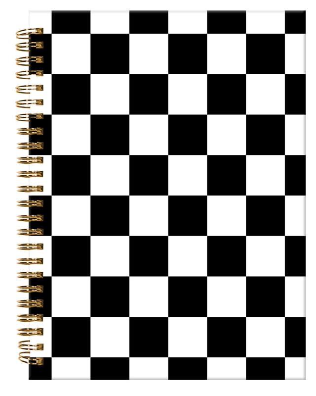 Photo 1 of Spiral Journal Notebook,A5 Hardcover Lined Journals for Women Girl 6 x 8.3 in,120 Pages Thick Paper,Cute College Ruled Writing Notebook for Gifts Office Work School(Black White Checkered Plaid)