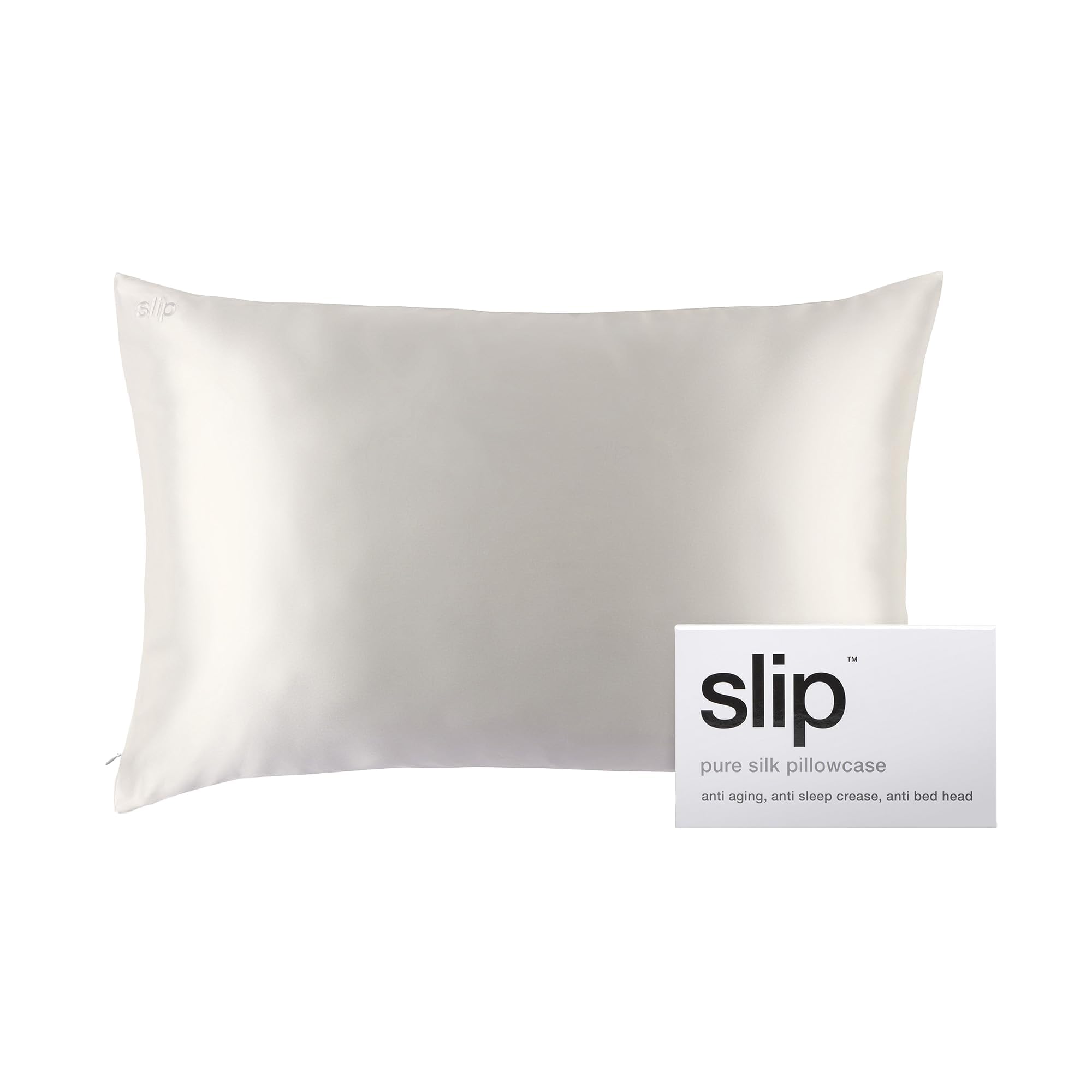 Slip Queen Silk Pillow Cases - 100% Pure 22 Momme Mulberry Silk Pillowcase for Hair and Skin - Queen Size Standard Pillow Case - Anti-Aging, Anti-BedHead, Anti-Sleep Crease, White (20" x 30")