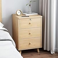 Oureong Bedside Table Bedside Table with 3 Drawers Wooden Side Table Nightstand Console Table Chest of Drawers Bedroom Cabinet for Living Room Bedroom Sofa (Color : Natural, Size : 40x35x68CM)