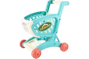 jojofuny Kids Toy Shopping Cart Supermarket Trolley Playset Mini Shopping Grocery Cart Toy for Toddlers Ages 3 Years and Up Educational Learning Development Pretend Play ( Blue )