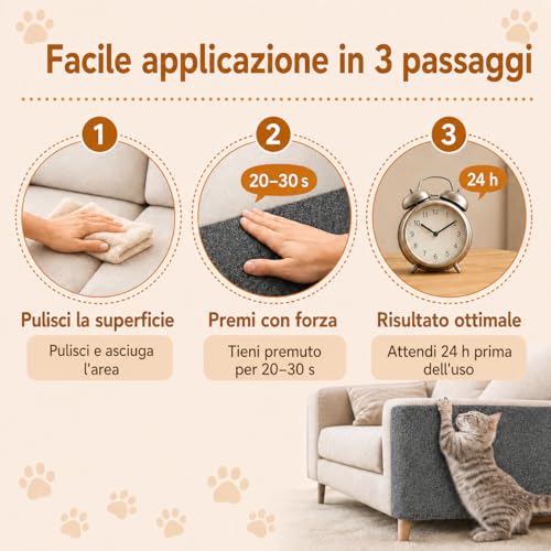 Cat Scratches Sofa Protection, Scratching Mat for Cats Self-Adhesive 200 x 40 cm, Reusable and Cuttable, Ideal for Sofas, Furniture and Walls, Scratching Post, Sofa, Sisal and Carpet (Dark Grey)