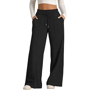 Wide Leg Pants for Women Flowy Palazzo Drawstring Elastic Waist Trousers