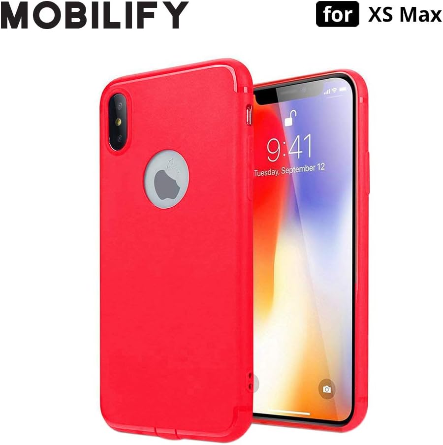 MOBILIFY Anti Dust Plug Shockproof Matte Slim Silicon Back Case Cover for iPhone Xs Max/iPhone 10S Max (2018) - Red