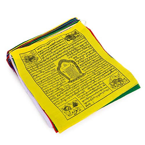 Large Tibetan Prayer Flags - 10 x 12 Inch Traditional Hand Printed | Handmade in Nepal | Wind Horse Affirmation (Pack of 25)