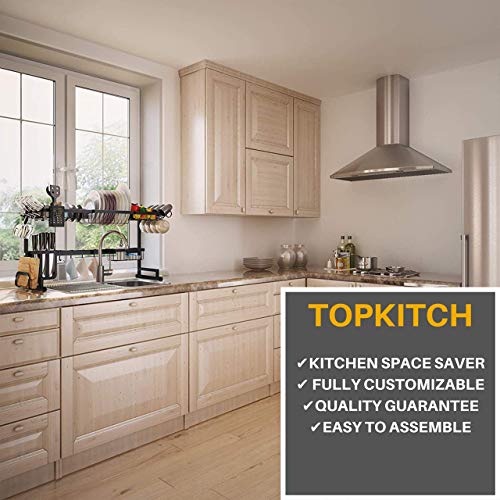 Topkitch Dish Drying Rack Black, Fully Customizable, 2Tier, Over The