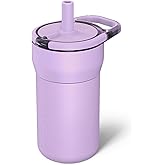 BrüMate Leap 12oz 100% Leakproof Kids Tumbler with Handle and Silicone Soft Straw | Durable Drop Resistant Silicone Sleeve | Made of Insulated Stainless Steel | Cup Holder Friendly | 12oz (Lavender)