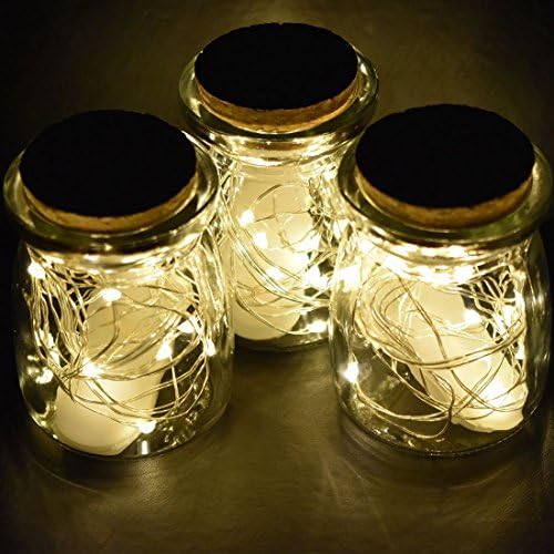 Pack of 3 sets LED Moon  Lights 20 Micro Starry LEDs on Silver Extra Thin Copper Wire,2 x CR2032 Batteries Included ,3.5 ft Silver Wire for Christmas, Parties Waterproof decorations (warm White)