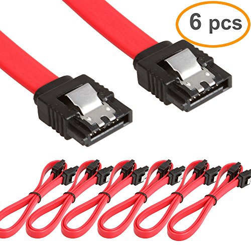 LIANSHU 6Pack Straight SATA III Cable 6.0 Gbps L=24 Inches (6Pack Red)