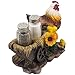 Mother Hen and Chicks Glass Salt and Pepper Shaker Set with Decorative Sunflowers & Old Fashioned Hay Wagon Accents for Rustic Country Kitchen Decor Figurines or Display Stands Featuring Farm
