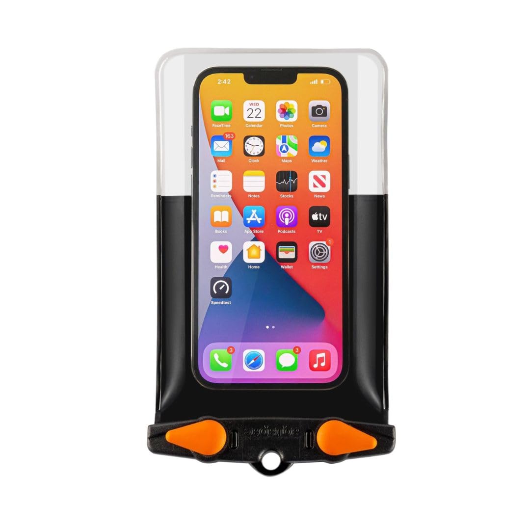 Aquapac Waterproof Phone Case, Medium, Grey, Lanyard, iPhone and Android, Made in The UK, Hiking, Mountain Biking, Running Accessory, Floating, 5 Year Warranty. IPX8 certified to 30 ft deep.