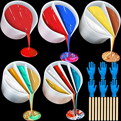Split Cup For Paint Pouring,1pc Reusable Fluid Art Split Cup Silicone Split Pouring Cup With Dividers For Acrylic Paint Resin Pouring Diy Making I.1006220784