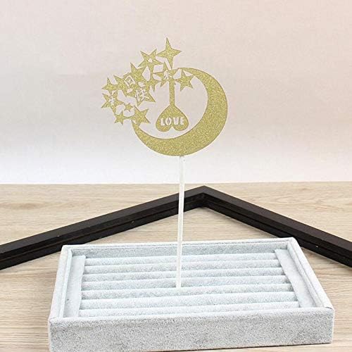 Heart Shaped - 5pcs Simple Star Moon Heart Shape Glitter Papper Bling Insert Card Cake Decoration Wedding Birthday - Disposable Holder Stencils Turn Eyeballs Lazy Horse Russian Hearts Stor
