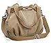 Z-joyee Women's Ladies Casual Vintage Hobo Canvas Daily Purse Top Handle Shoulder Tote Shopper Handbag Satchel Bag, Khaki