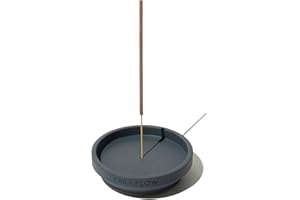 EBB & FLOW Concrete Incense Holder, Black, for Incense Sticks and Cones, Cork Bottom, Catches Ash for Easy Clean Up