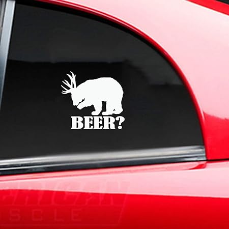 Amazon 車のデカールステッカー車のステッカークマ 鹿 ビール 自動車のバンパーウィンドウデカールステッカーデカールの面白い 車 バイク 車 バイク