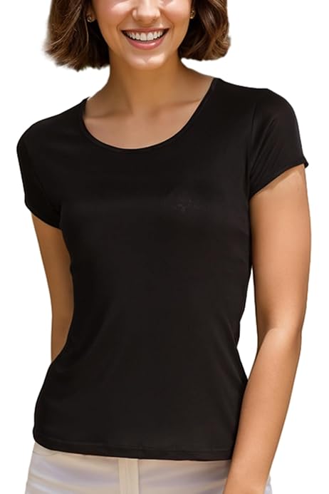 Womens Silk T Shirt Short Sleeve V-Neck Top Undershirt Breathable Mulberry  Silk Tee Basic Tops Beige at Amazon Women's Clothing store