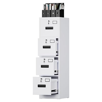 SUXXAN 4 Drawer File Cabinet, Metal Vertical File Storage Cabinet with Lock, Office Home Steel File Cabinet for A4 Letter/Legal Size, Assembly Required