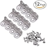 Zapour 12 Pack 20 by 20 mm Corner Brackets Corner Brace Angle Brackets with 24 Pack Screws