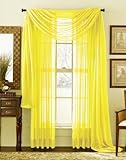 Dreamkingdom - 2 PCS Solid Sheer Window Curtains/Drape/Panels/Treatment 55" Wx84 L - Yellow