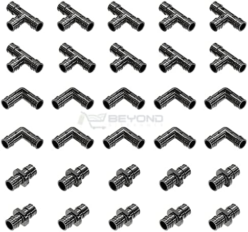 Pack of 30) EFIELD 3/4 Poly PPSU Pex-a Expansion fittings: Tee, Elbow and Coupling 10 PCS each Pack of 30) EFIELD 3/4 Poly PPSU Pex-a Expansion fittings: Tee, Elbow and Coupling 10 PCS each