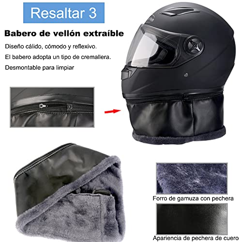 Yundobop Casco de Moto para Moto Integral Ajustable - Casco Motocicleta Integral con Lente antivaho HD, Babero de vellón extraíble Respirable y Ligero Matte Abatible Todas Las Tallas