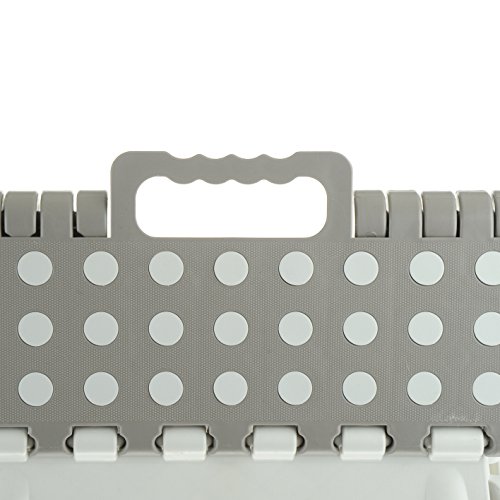 Unity 13" Non-Slip Foldable Step Stool with Carrying Handle - Supports Up To 300LBS - Easy Open - Perfect for Kitchen, Bathroom, Bedroom & More - by Unity (White Grey/ Whit Dots)