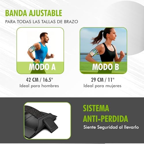 Brazalete Movil Running JAMAX | Porta Movil Running | Brazalete Deportivo Ajustable para Correr | Funda movil para Correr Compatible con iPhone, Samsung y Android (Negro)