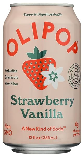 OLIPOP STRAWBERRY VANILLA PREBIOTIC SODA SGL, 12 FZ