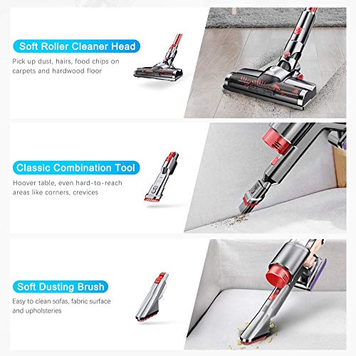 Cordless Vacuum, VacLife Vacuum Cleaner with Replaceable Battery, Stick Vacuum - Extra Filter for Washing, Powerful Vacuum Cleaner Cordless 2 in 1, Lightweight Vacuum with LED Light