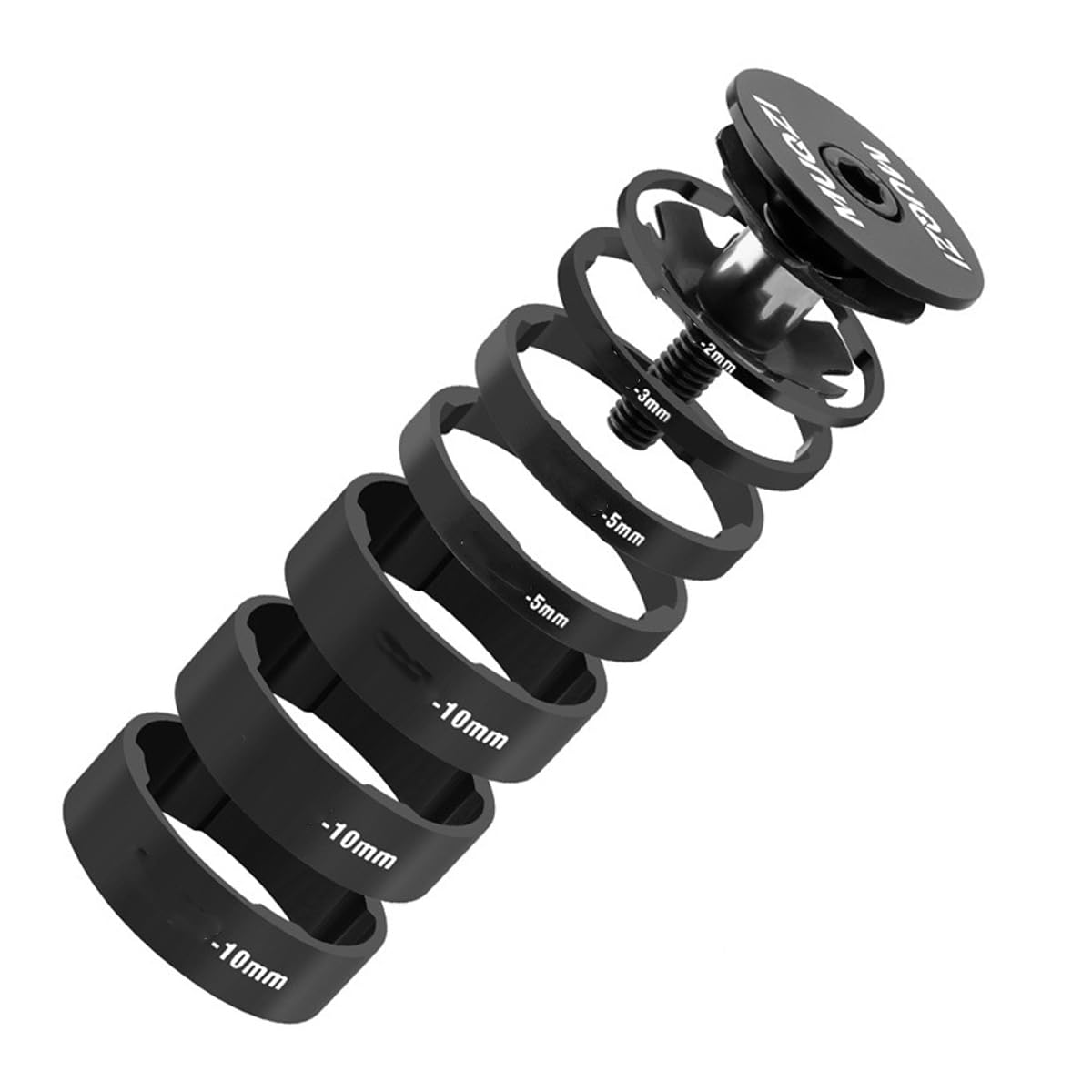HOUSON Bicycle Ahead Stem Spacer Set, Bicycle Handlebar Spacer Bike Headset Spacers Spacers Stem Spacer Rings /2mm/3mm/5mm/10mm Black