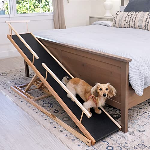 DoggoRamps Dog Ramp for Beds Solid Hardwood Adjustable up to 37