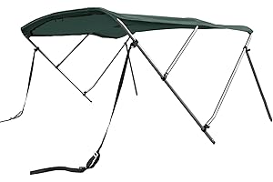 SavvyCraft 3 Bow Bimini Top Cover for Boat 6ft Long, Aluminum Frame with Storage Boot, Rear Support Poles Mounting Hardwares Included, 72" Long 36" 46" 54" 3 Height Options