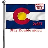 Jayus Double Sided Colorado Sates Flags 2x3 FT Outdoor - Vivid Colors 3Ply CO Colorado Flags Banners- 220D Heavy Duty 100% Polyester with 2 Brass Grommets