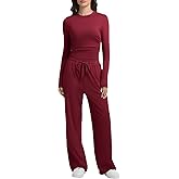 2 Piece Lounge Sets for Women Fall Outfits Long Sleeve Wide Leg Tracksuits Womens Two Pcs Casual Matching Loungewear Set