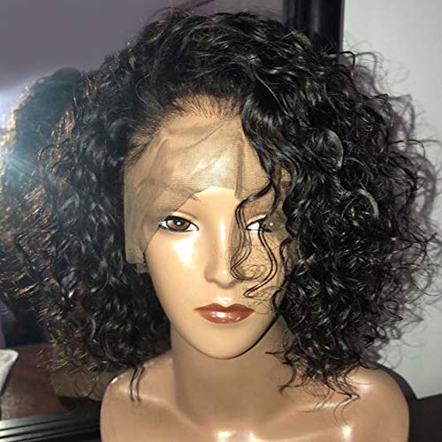 Choshim Hair Curly Short Lace Front Wig Brazilian Virgin Hair with Baby Hair Remy Curly Bob Lace Wig Pre Plucked for Black Women 8-14
