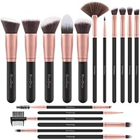 EmaxDesign Makeup Brushes 17 Pieces Premium Synthetic Foundation Brush Powder Blending Blush Concealer Eye Face Liquid Powder Cream Cosmetics Brushes Kit (Rose Gold)