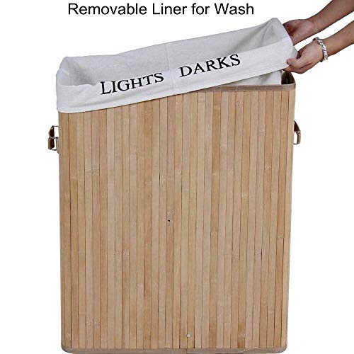 Sturdy and Durable Bamboo Laundry Hamper Basket Washing Clothes Storage Bin Sorter USA Natural Used to Organize Dirty Clothes, Sundries, Books, Quilt Covers