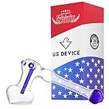 Glass Water Device Hammer Bub Clear with Blue 5.5 Inch