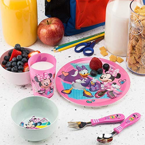 Zak Designs Disney Kids Dinnerware Set Includes Plate, Bowl, and Tumbler, Made of Durable Material and Perfect for Kids (Minnie Mouse & Daisy, 3 Piece Set, BPA-Free)