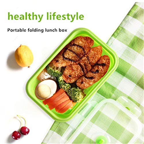 Silicone Lunch Box Set of 3 Collapsible Food Storage Containers with BPA Free Airtight Plastic Lids，Kitchen Microwave Freezer and Dishwasher Safe Kids，for kitchen refrigerator Camping Hiking School