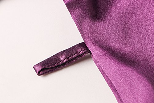 Joy Bridalc Satin Wedding Robes with Clear Rhinestones-Bride&Bridesmaid Edition Short Kimono,Maid of Honor Edition, Purple XS - Thumbnail 5