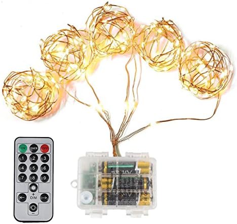 Evigreen 8ft Dimmable LEDs Copper Wire Starry String Light IP65 9 Flash Modes 10 Brightness Levels with Remote Control for Outdoor and Indoor Deco (warm white)