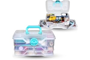 ArtBin Clear Plastic Organizer Small Parts Organizer - for DIY Arts & Crafts Storage Boxes & Organizers, Sewing Storage - Storage Box with Compartments, Project Box - Medium (4 Pivot Trays) 6943PB