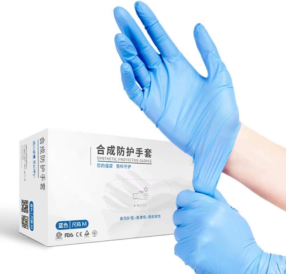 Protective Nitrile Gloves,Surgical Gloves Powder Free Gloves,Gloves Disposable Latex Free, Comfortable Disposable Mechanic Nitrile Gloves -100PCS/Box Blue M