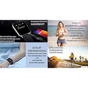 SOUCCESS Orologio da polso con display Full Touch, display da 1,54", IOS/Android, 3 ATM, impermeabile, IP68 - immagine 6