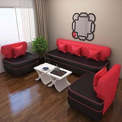 Bharat Lifestyle Butterfly Five Seater Sofa Set 3 1 1 Red